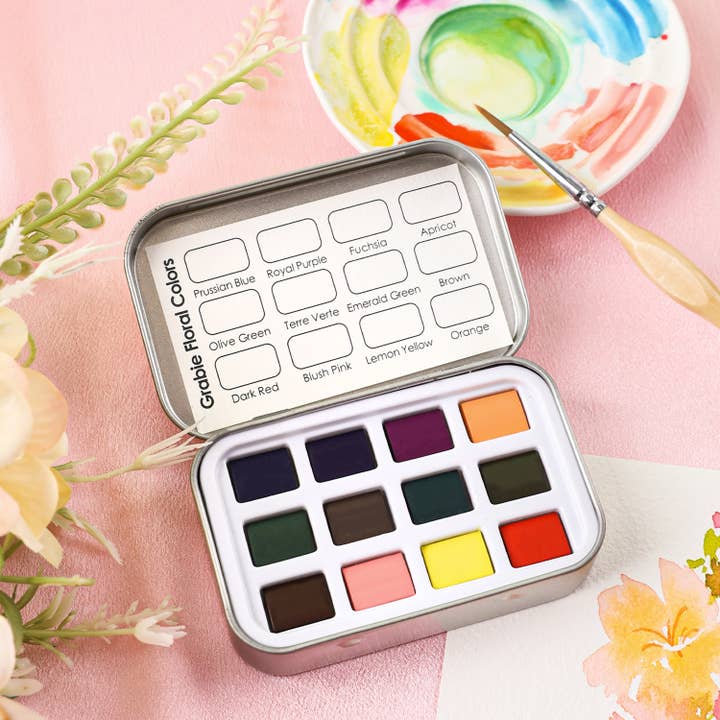 Grabie - Wholesale Watercolor Paint - Watercolor Pocket Set of 12 - Floral Colors5