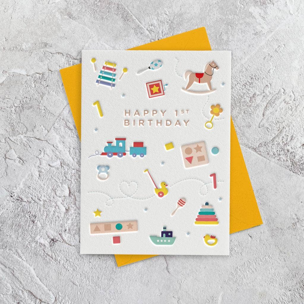 Heyyy Ltd - Vente Cartes d'anniversaire - Carte typographique Age 1 Toys (anniversaire)1