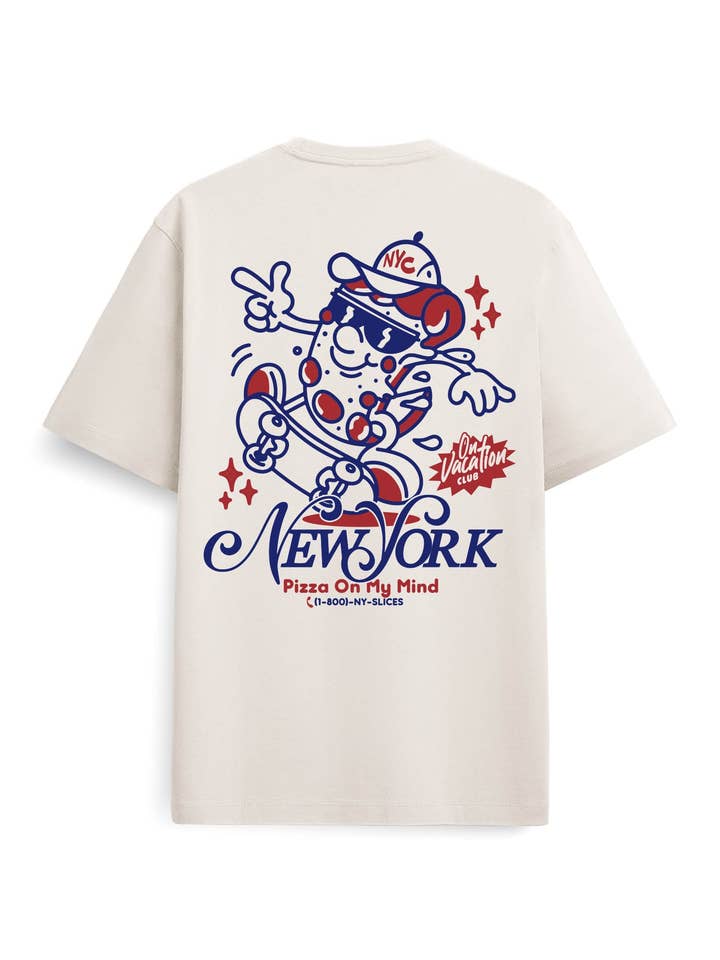 NYC Pizza T-Shirt - Beige for wholesale on Faire