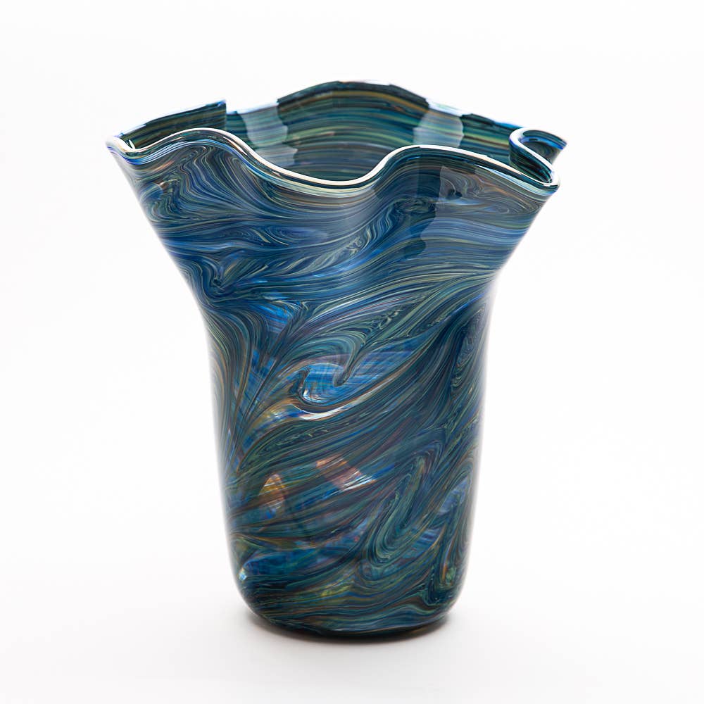 Slow Burn Glass Studio LLC - Wholesale Vaas - Handgeblazen glazen kom of vaas met ruches7