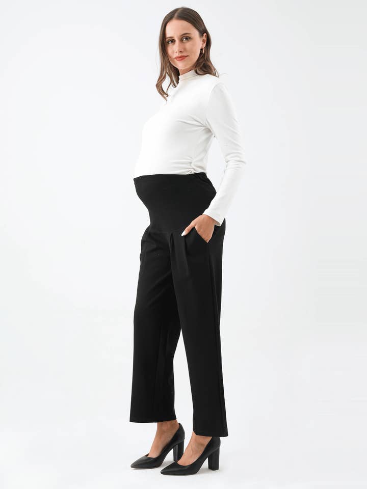 Alina Mae Maternity - Wholesale Pants - Maternity - Maternity Wide Leg Pant Wear to Work Office Pants1