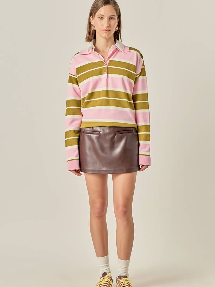 Striped Polo Knit Shirt for wholesale by English Factory