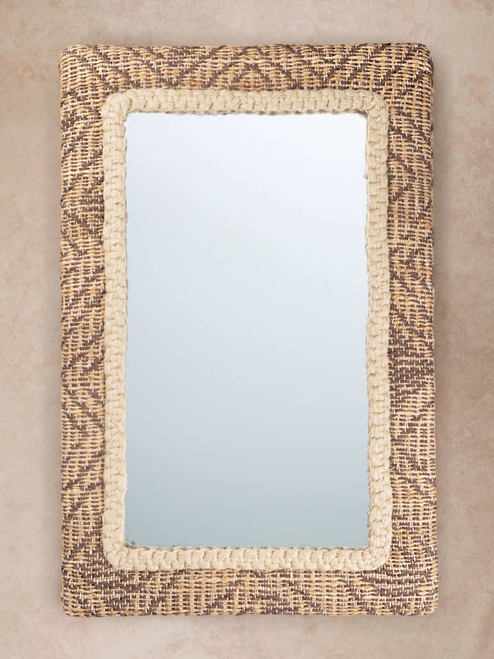 Zulian Jacquard-Woven Jute Wall Mirror - Style Two for wholesale by GAURI KOHLI