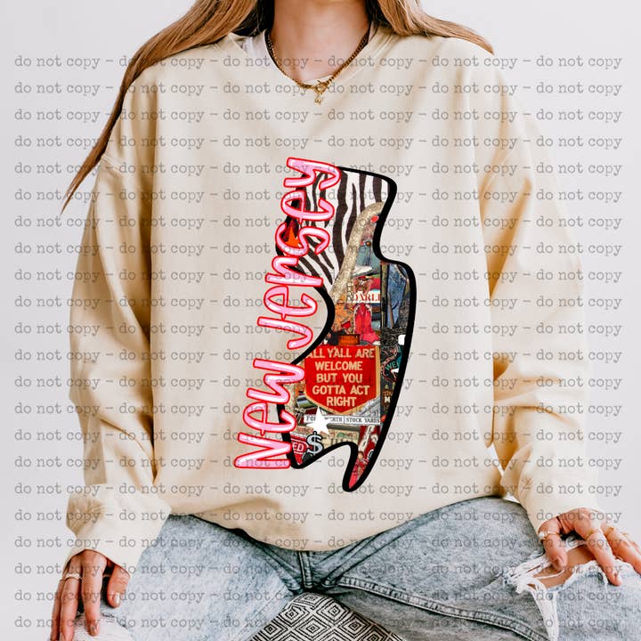 Amicis Novum LLC - Venta al por mayor Sudadera estampada - Mujer - Sudadera de cuello redondo Edgy State de NUEVA JERSEY1