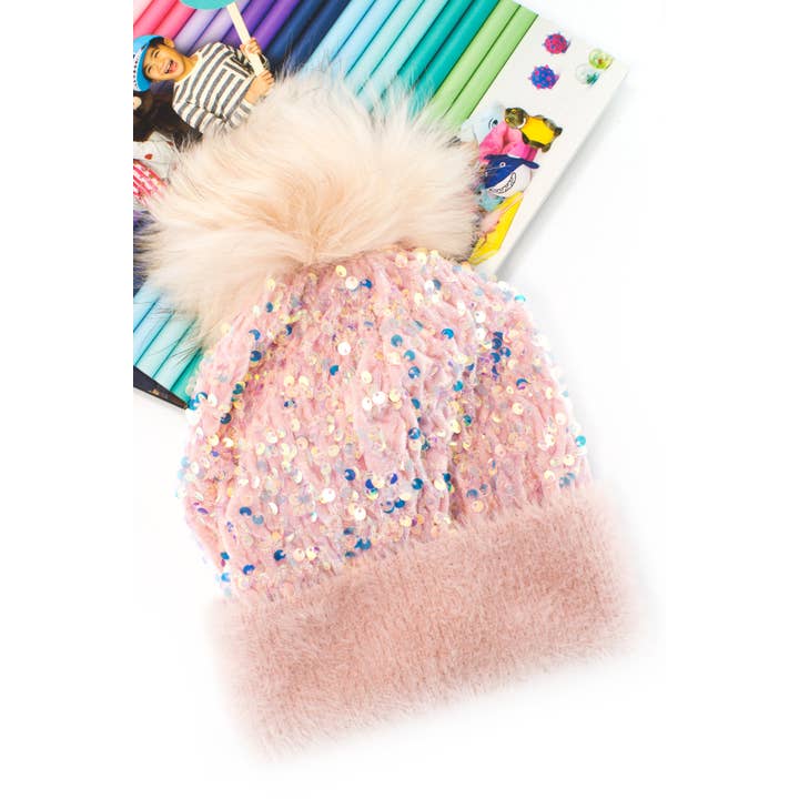 Suzie Q USA - Wholesale Beanie - Women's - Sequins Bling Beanie with Pompom6