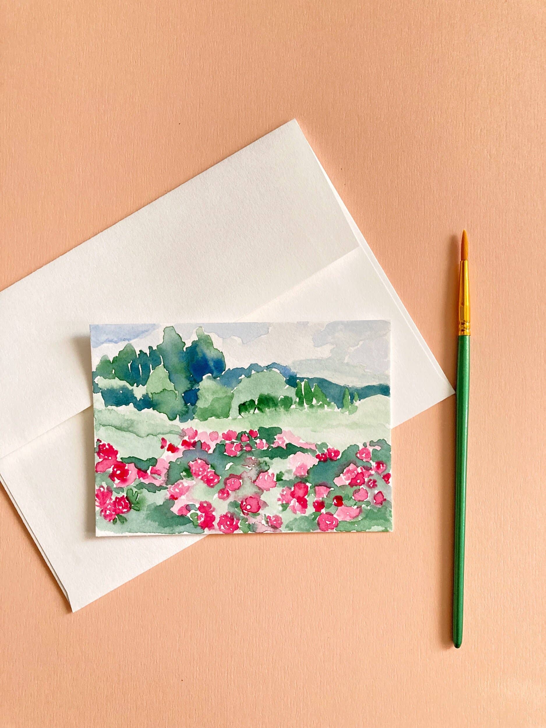 Pink Puddle Studio - Wholesale DIY Craft Kit - Rose Flowers Landscape Watercolor Paint by Number DIY  Kit3