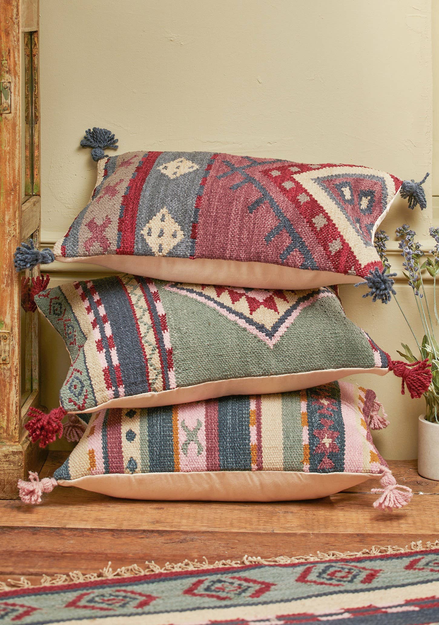 Namaste - Wholesale Throw Pillow Cover - Alanya Hand Woven Wool/Cotton Kilim Cushion Cover2