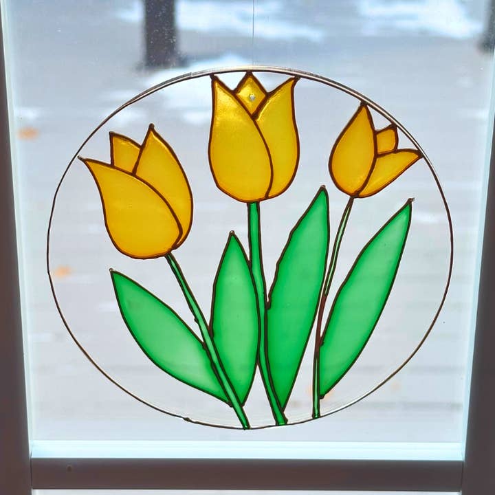 Handmålad Tulpan Akryl Solfångare, 5” Blomsterfönsterdekor för wholesale av Craftify Mom