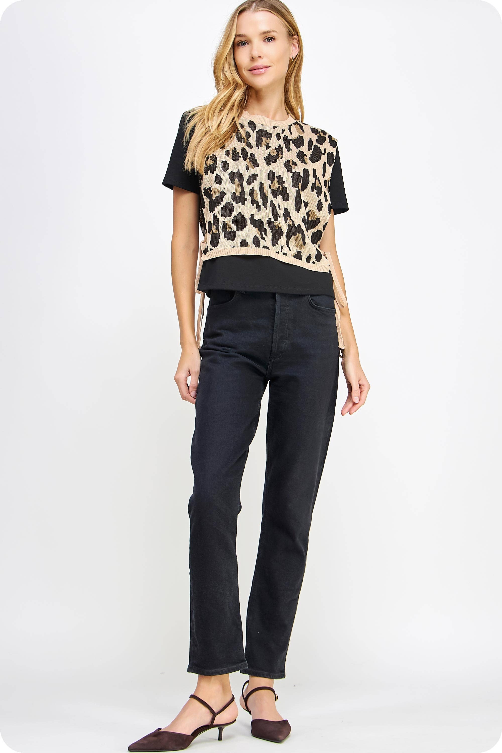 Strut & Bolt - Wholesale Blouse - Women's - Leopard Knit Contrast Knit Tee Top15
