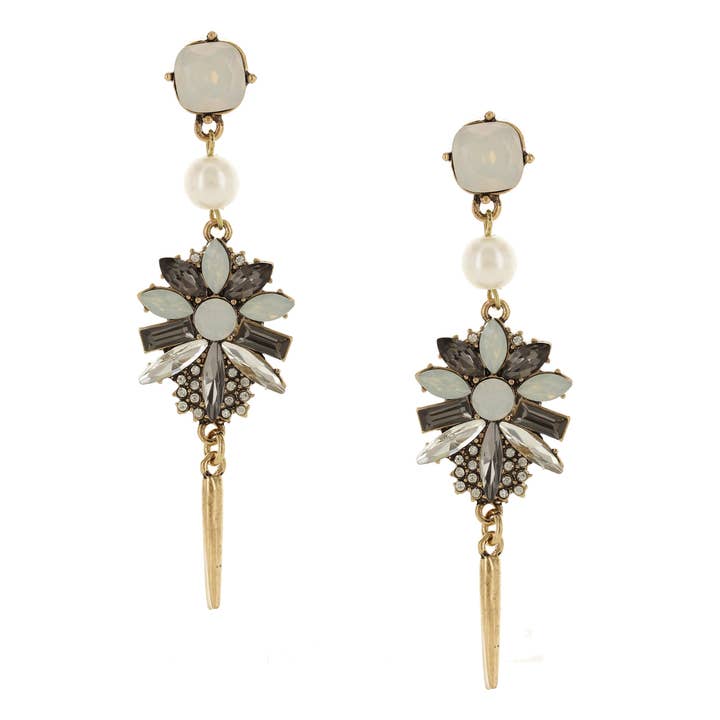 Shyla Mixed Stone Flower Drop Earrings for wholesale by Olivia Welles