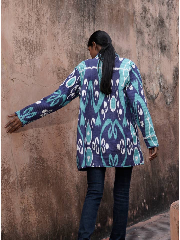 MALINI FASHION DESIGN PRIVATE LIMITED - Wholesale Jacket - Women's - Giacca kimono di cotone da donna trapuntata colore blu e verde1