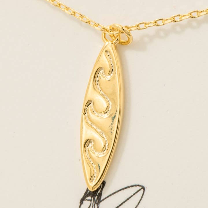 GD Gold Dipped Surf Board Pendant Necklace for wholesale on Faire2