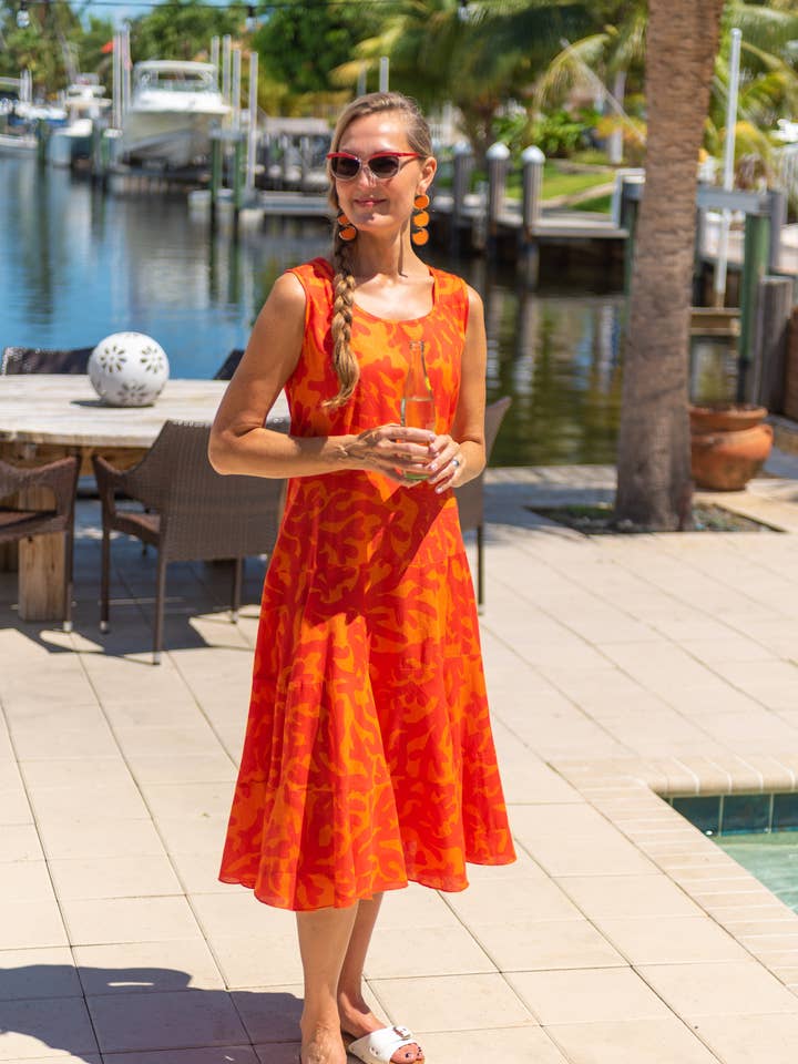 Orange Coral Long Tank Dress for wholesale by KikiSol