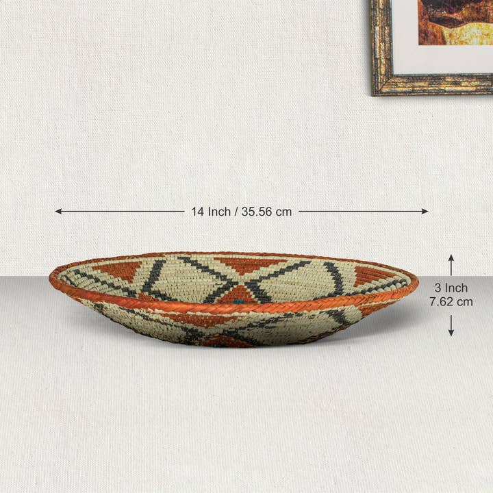 ArtisanalEmporiumLLC - Wholesale Wall Accent - 14" Handwoven Lotus Blue Bowl for Wall Basket Decor3