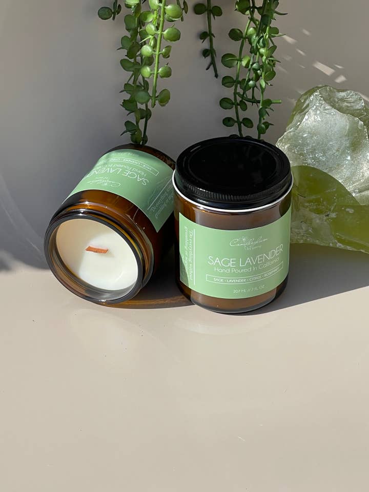 Sage & Lavender / Crackling Wood Wick for wholesale by Candleglambyperry