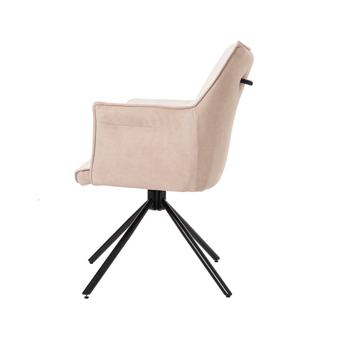 Gdeco - Wholesale Chair - Rose 360º Swivel Chair, Beige Upholstery, Black Metal Legs.2