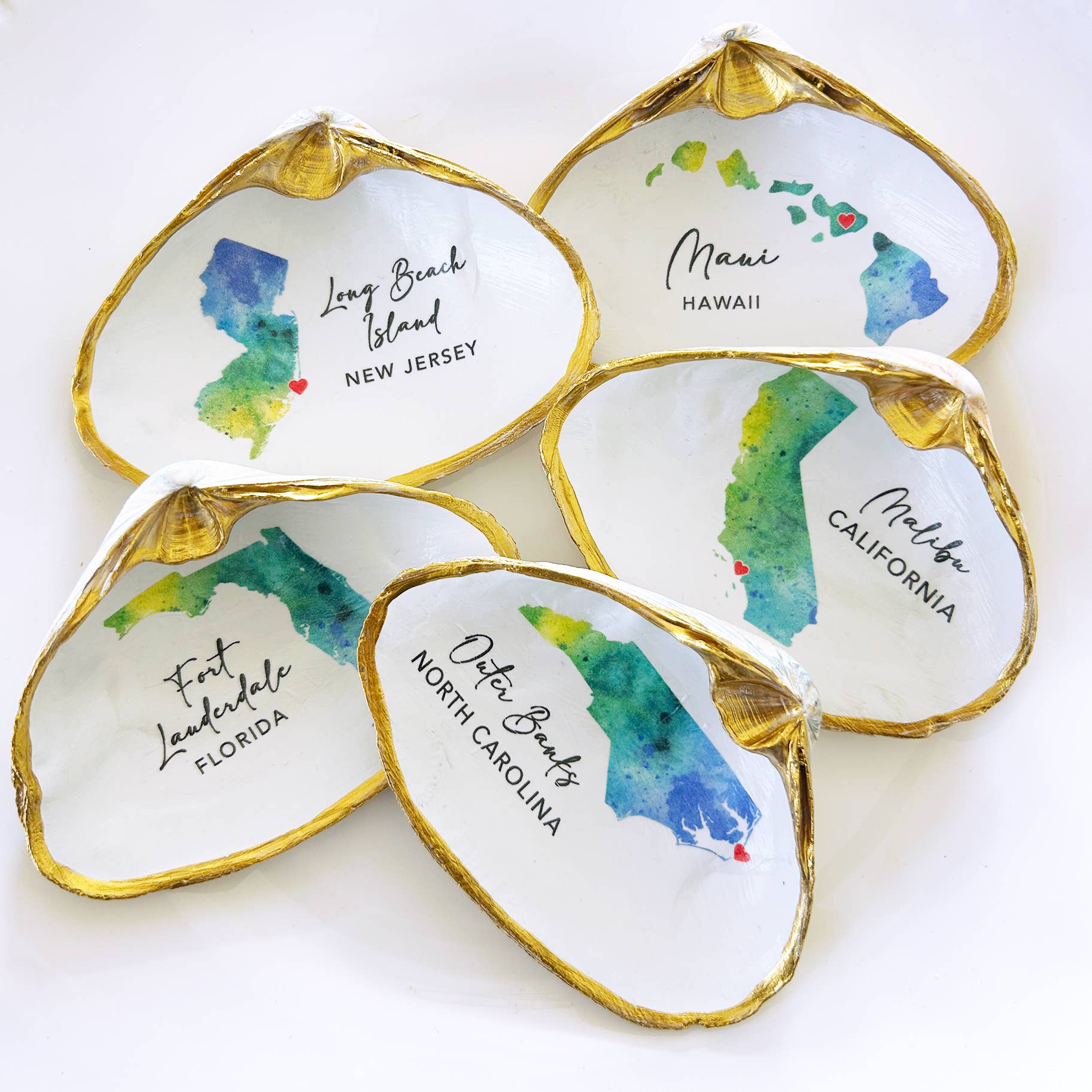 Adori Designs - Wholesale Jewelry Dish - Custom State and City Decoupage Clam Shell Trinket Dish1