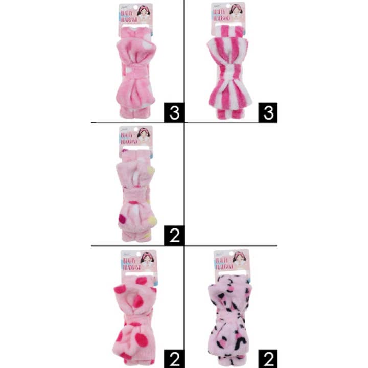 MIX COLOR Assorted Print Beauty Spa Bow Headband for wholesale on Faire