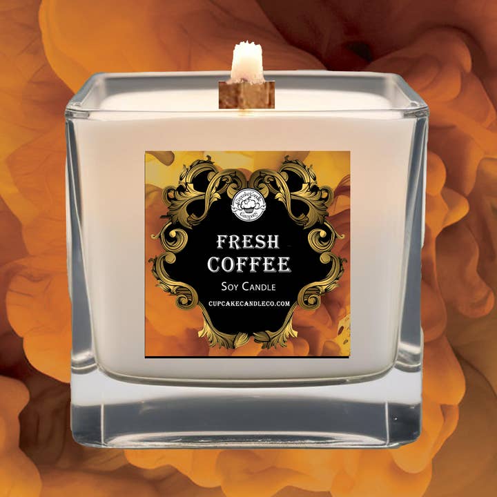 Men's Collection Fresh Coffee Wood Wick Candle for wholesale by Cupcake Candle Company