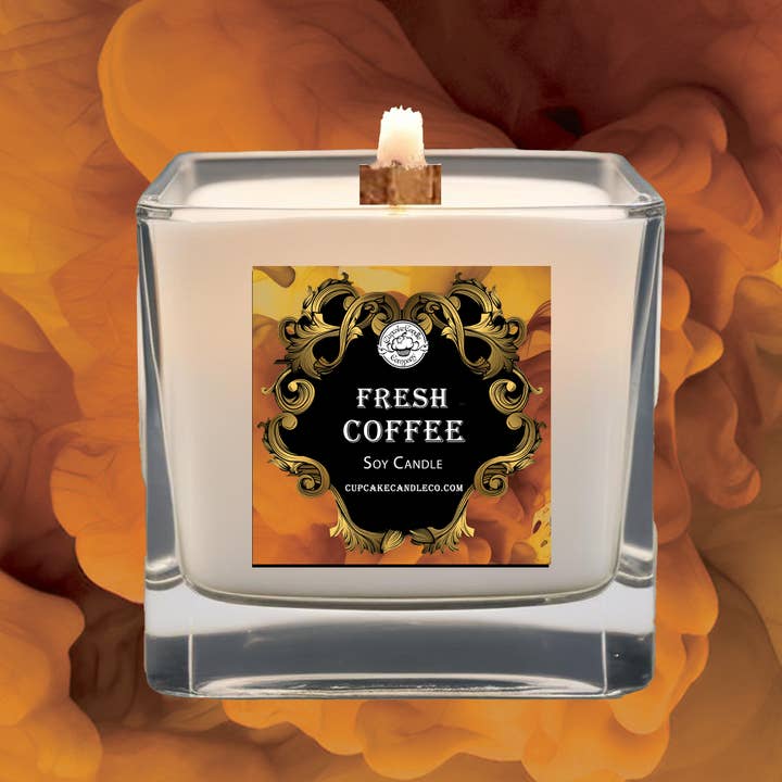 Men's Collection Fresh Coffee Wood Wick Candle for wholesale by Cupcake Candle Company