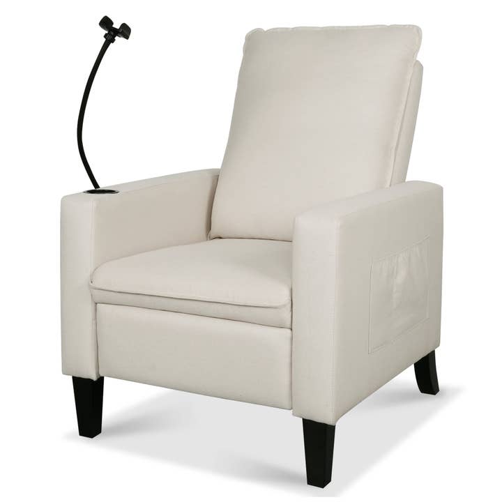 Orange County Decor - Wholesale Chair - Recliner Chairs For Adults, Adjustable Recliner Sofa With Mobile Phone Holder & Cup Holder, Modern Reclining Chairs Fabric Push Back Recliner Chairs For Living Room, Bedroom, Beige Beige Foam