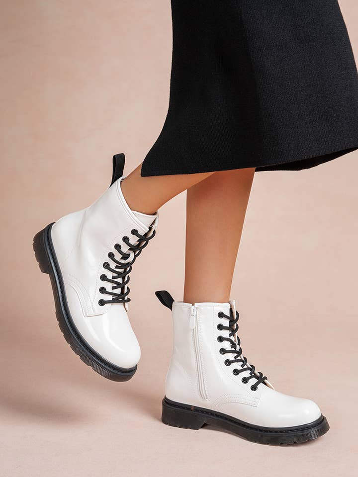 LADY GLORY - Vente Bottines – femme - Bottine vernie Chunkye à lacet2