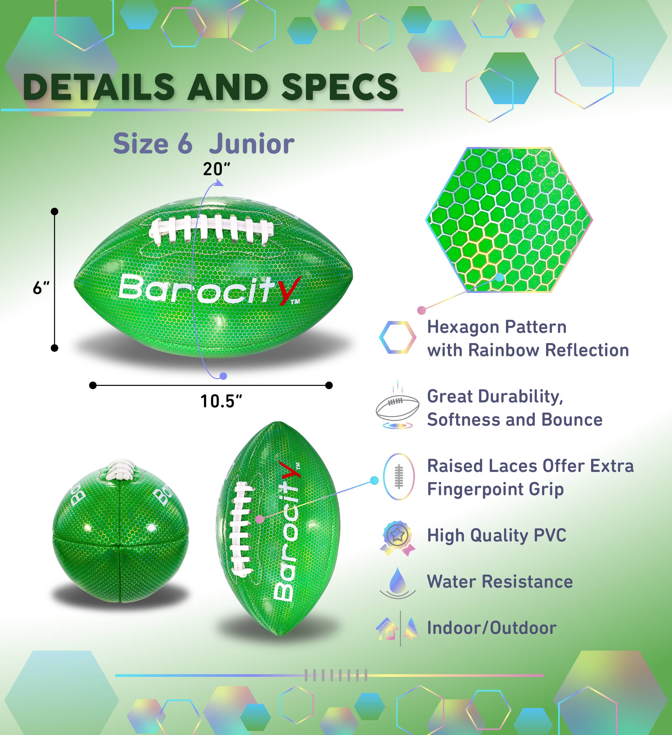 Cota Global – wholesale Sports ball – Football - Green Modern Pattern - Size 61