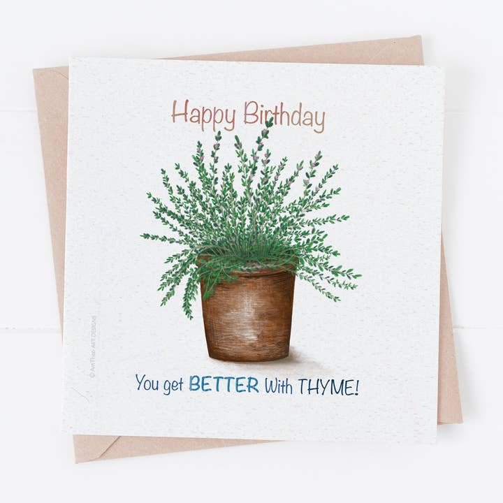 Geburtstagskarte Better with thymian für den Großhandel von AmTheo Art Designs