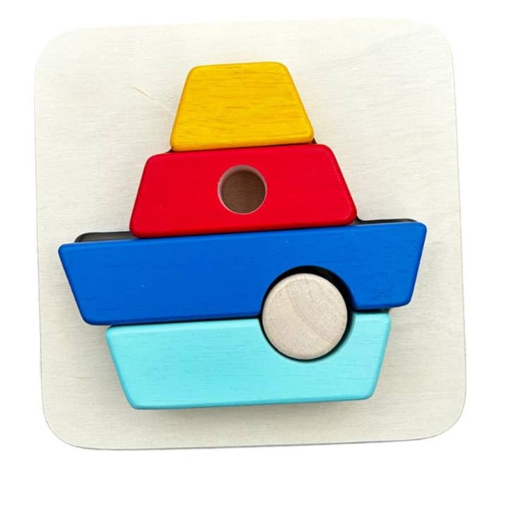 BASS&BASS - Wholesale Puzzle - Kids - 3D Wooden Puzzle Boat - Assemble & Stack0