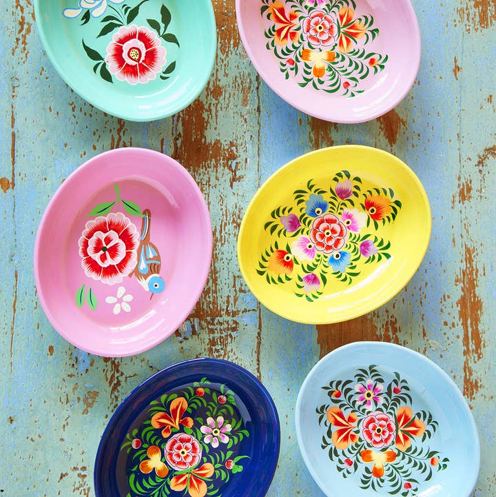 Namaste – wholesale Dekorativ tallrik/fat/skål – Handmålad oval prydnadsfat0