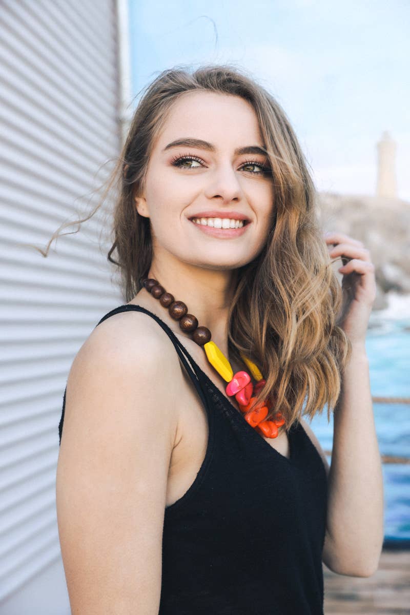 Leto Accessories - Wholesale Beaded/Pearl Necklace - Chunky Neon and Wood Beaded Statement Necklace2