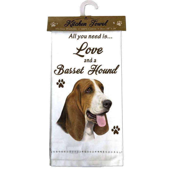 E&S Pets - Wholesale Tea Towel - Basset Hound Kitchen Towel