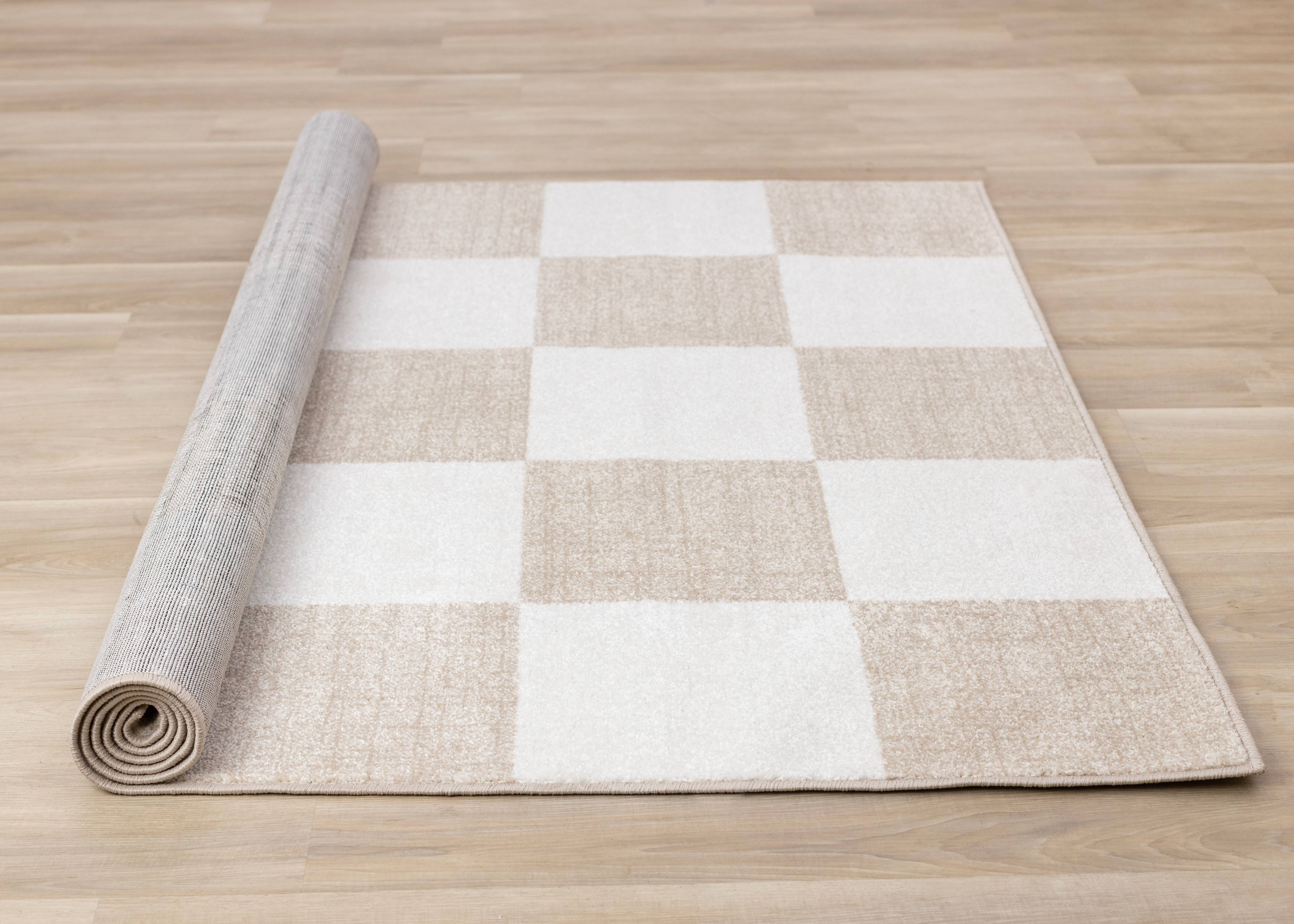 Century Cream Beige Checkerboard Pet-Friendly Area Rug for wholesale on Faire7