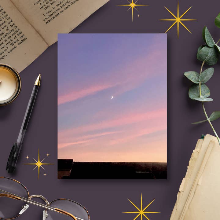 Moon and Sunset, A6 Illustrated Notepad for wholesale by Tied Fates