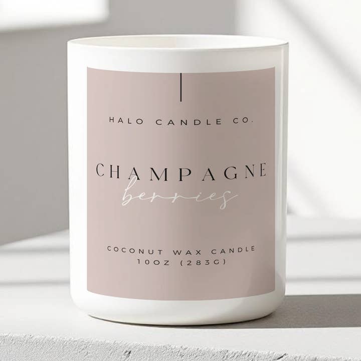 Champagne & BerriesCandle – 10 oz | Coconut Wax, Sparkling Citrus & Berries for wholesale by Halo Candle Co.