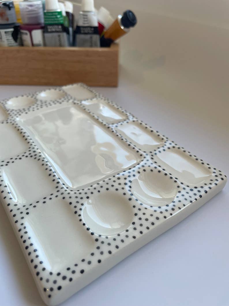 Muddy Ceramic Limited - Vente Palettes/plateaux de mélange - Palette en céramique faite main, palette originale pour artistes, palette pour aquarelle, palette en céramique pour peintures, cadeaux pour artistes1