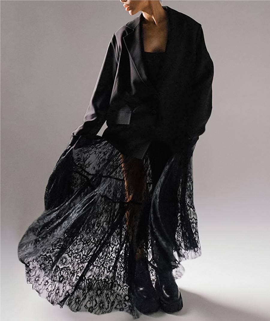 Black Sexy See-through Lace High Waist Bustier Skirt for wholesale on Faire0