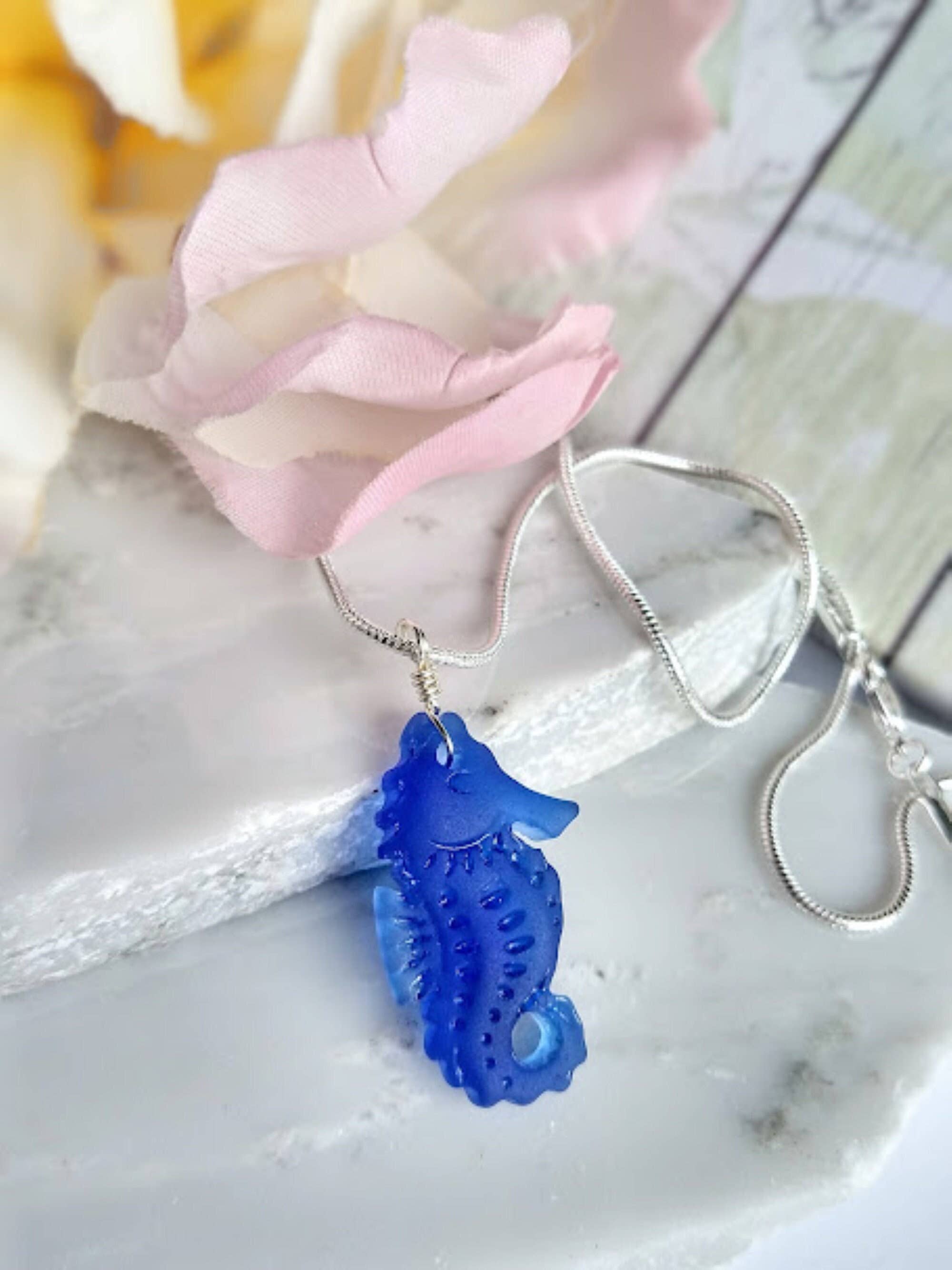 Bad Apple Designs - Wholesale Pendant/Charm Necklace - Ocean-Inspired Seahorse Sea Glass Necklace Handmade3