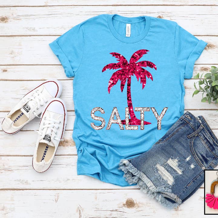 Salty Palm Trees (Sequin Look) for wholesale by Southern Attitude Designs Inc