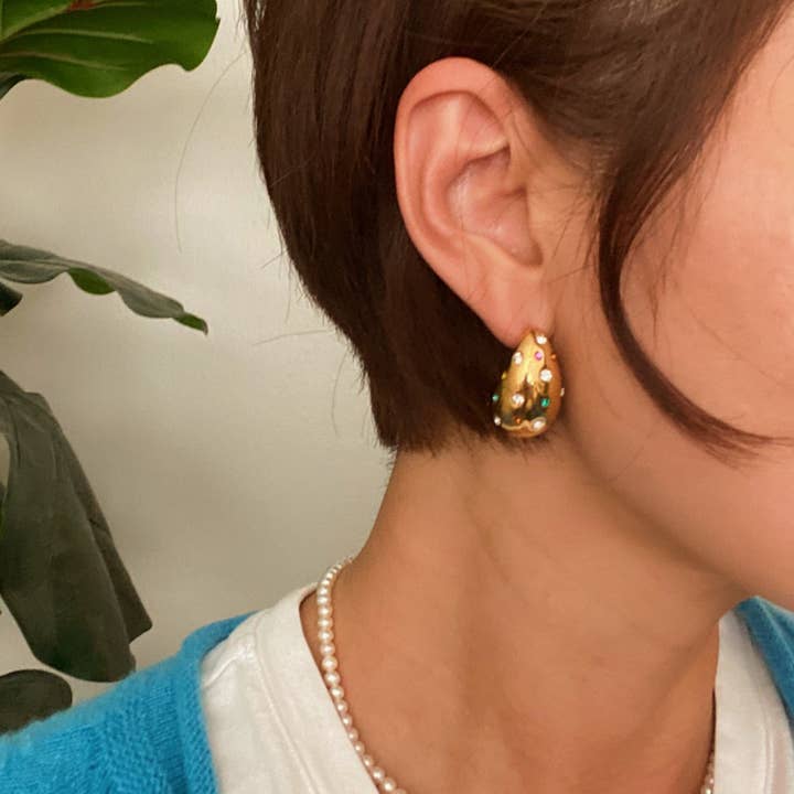 Ellison+Young - Wholesale Stud/Post Earrings - So Chic Jeweled Teardrop Earrings