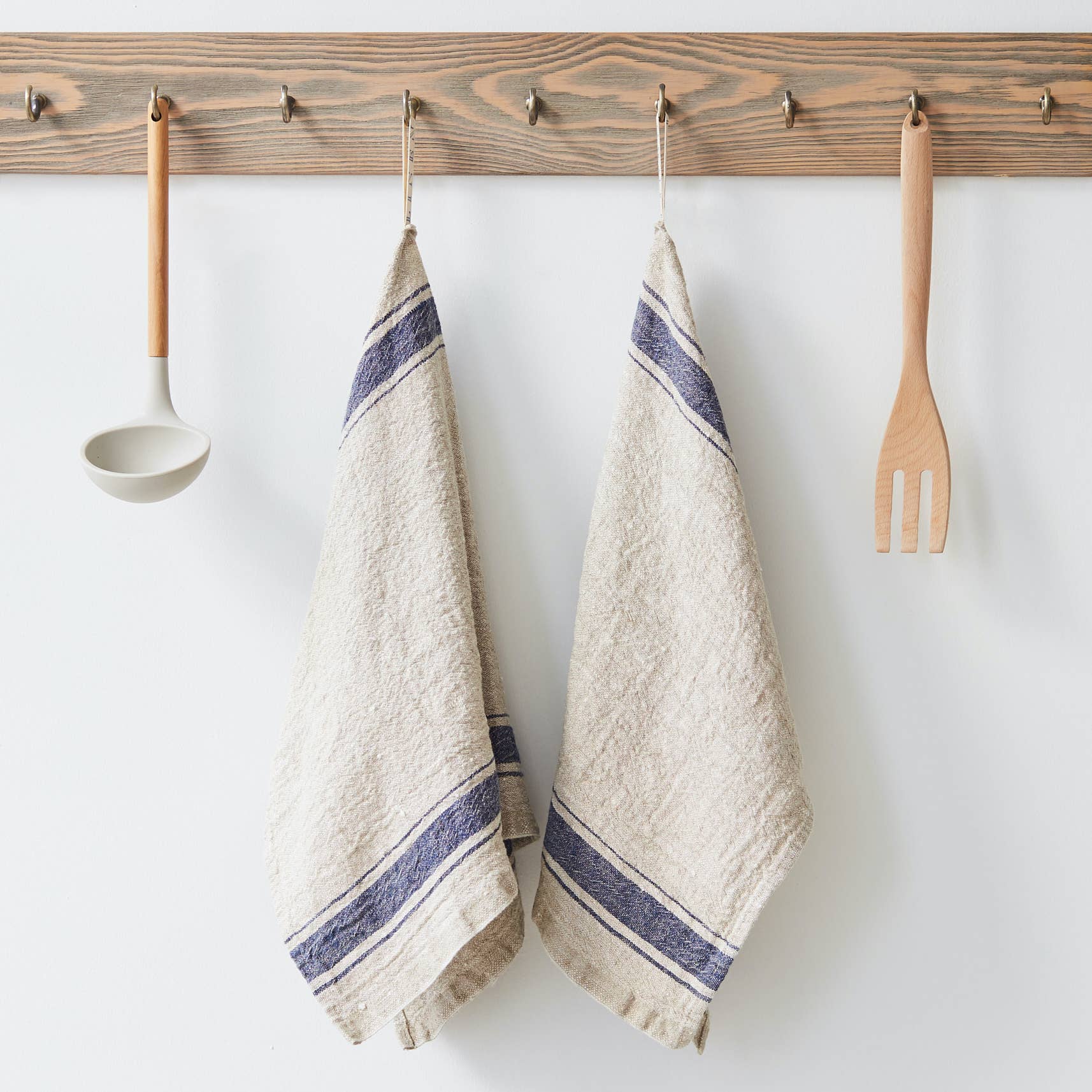 Blue Stripe Vintage Linen Kitchen Towel for wholesale by Linen Tales (We cover U.S. import duties)