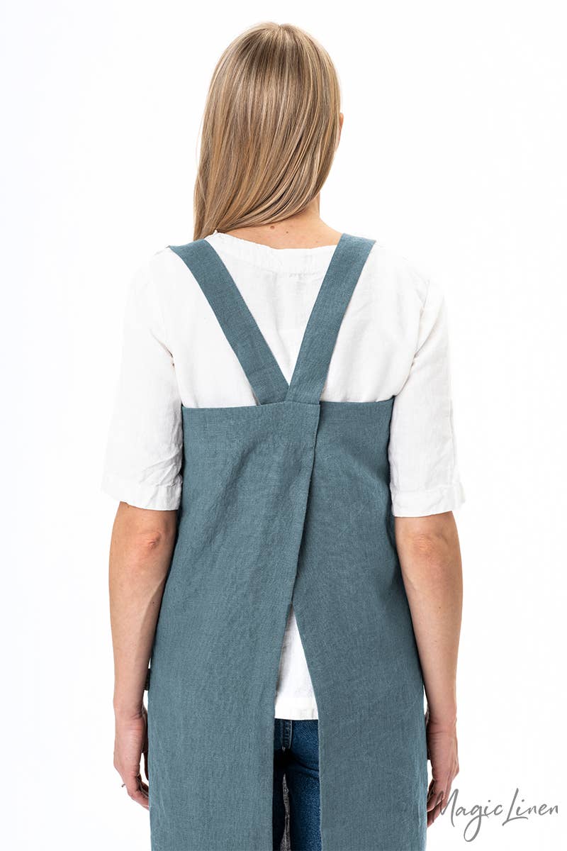MagicLinen (We handle U.S. import procedures for you) – wholesale Apron – Japanese cross back linen apron in various colors3