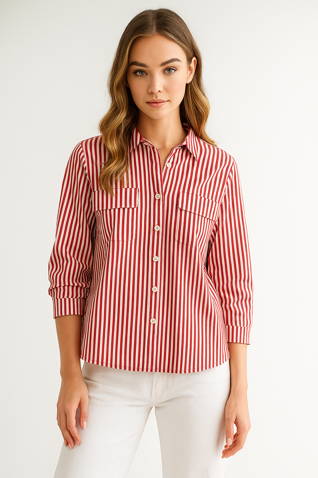 Joh Apparel - Wholesale Button Down Shirt - Women's - Jenn Shirt with Pleating Details5