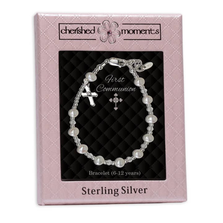 Cherished Moments - Wholesale Beaded Bracelet - Kids - Sterling Silver Girls First Communion Rosary Bracelet Gift