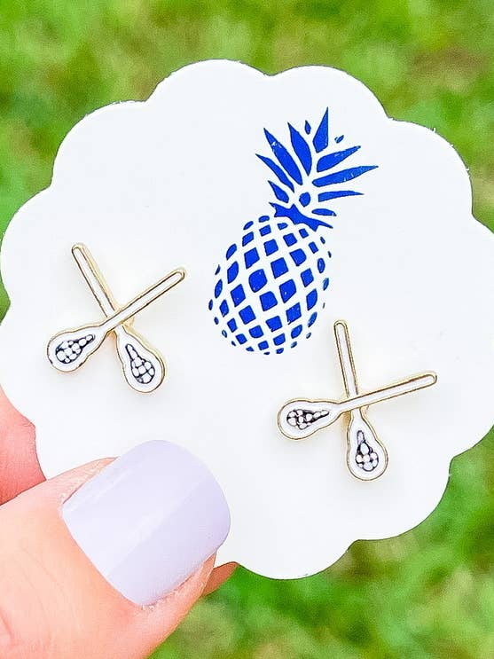 Lacrosse Signature Enamel Stud Earring for wholesale by Prep Obsessed Wholesale