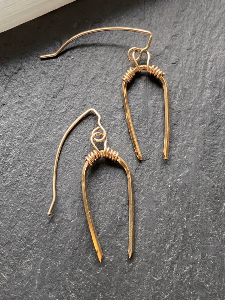 Gold Arc Tuning Fork Earrings for wholesale by Anjali Goods