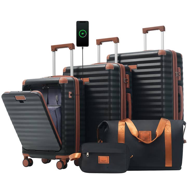 5-Piece Luggage Set with USB Port and Cup Holder, 7 Colors for wholesale by 39F Inc.