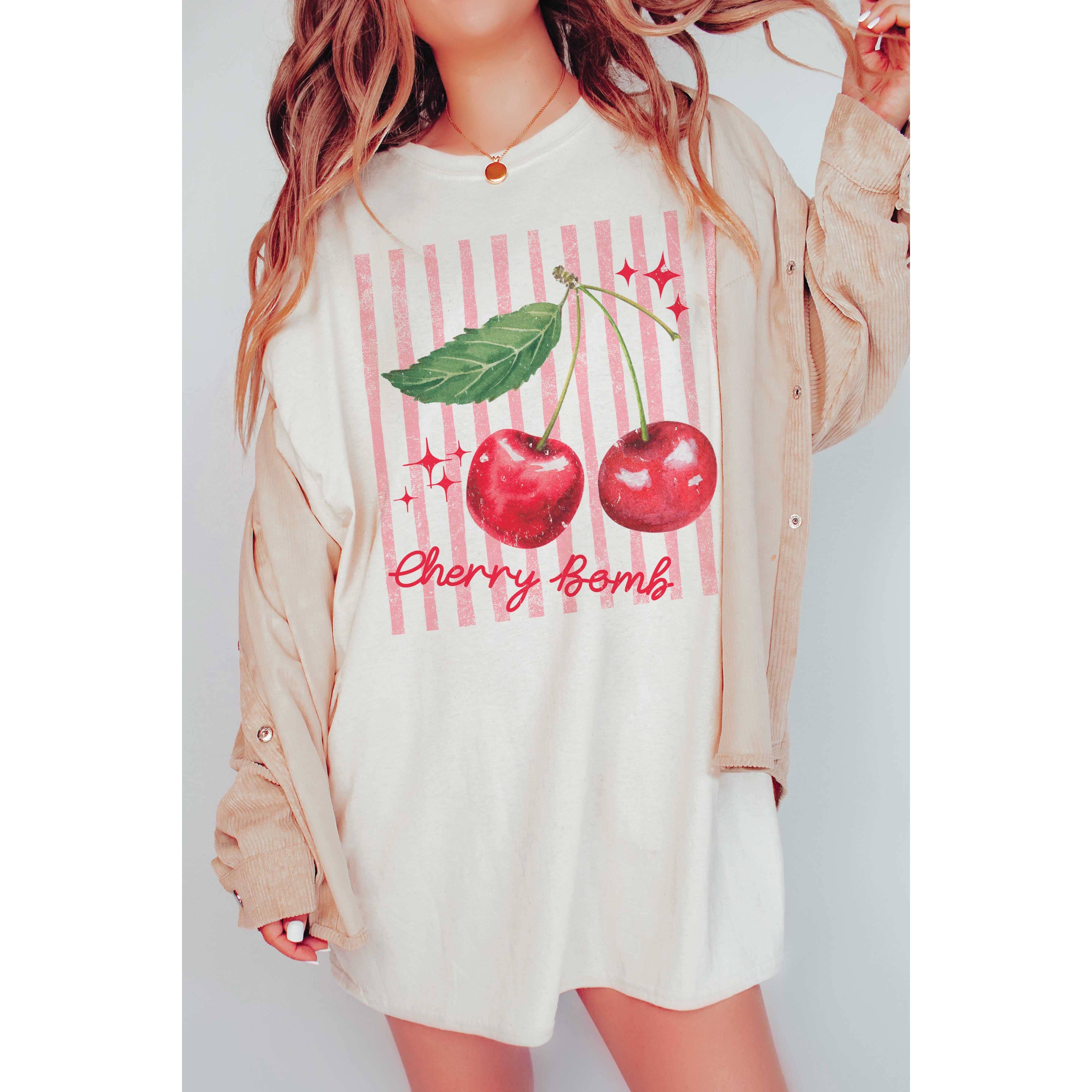 A. BLUSH CO - Wholesale T-Shirt (Graphic) - Women's - CHERRY BOMB Oversized Graphic Tee2