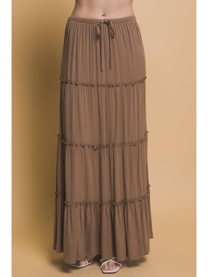 42POPS - Wholesale Skirt - Women's - "...Tiered Detail Drawstring Maxi Skirt