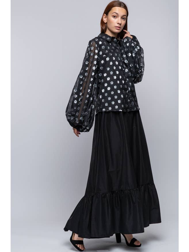 QMP Moda – wholesale Buttoned-down shirt – Women's – PUFF SLEEVE ORGANZA BLOUSE12